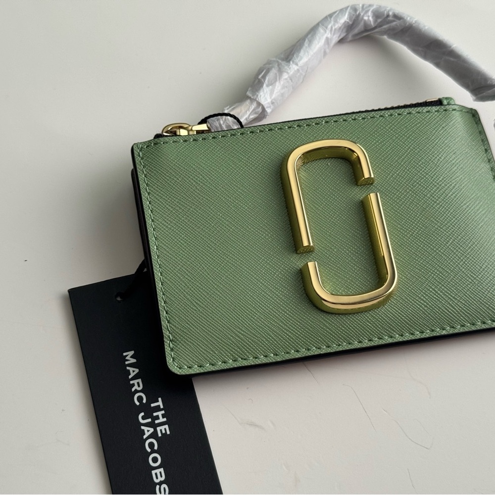 Marc Jacobs Mint Green Cardholder with Gold Accent